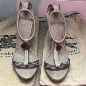 Burberry Women's Beige Heels with Heart Charm sz 40